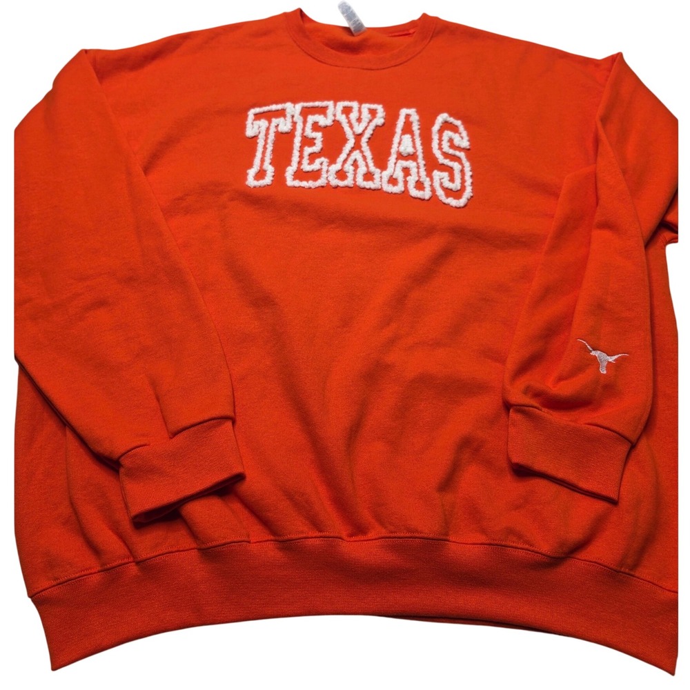 Jerzees Texas Longhorns Chenille Patch Orange Crewneck Sweatshirt Mens 2XL